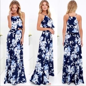 Lulus Tropical Two Piece Maxi Dress size XS